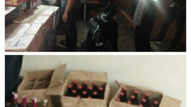 Personel Polres Bintan, berhasil mengamankan beberapa botol minuman keras (Miras) yang tidak memiliki izin