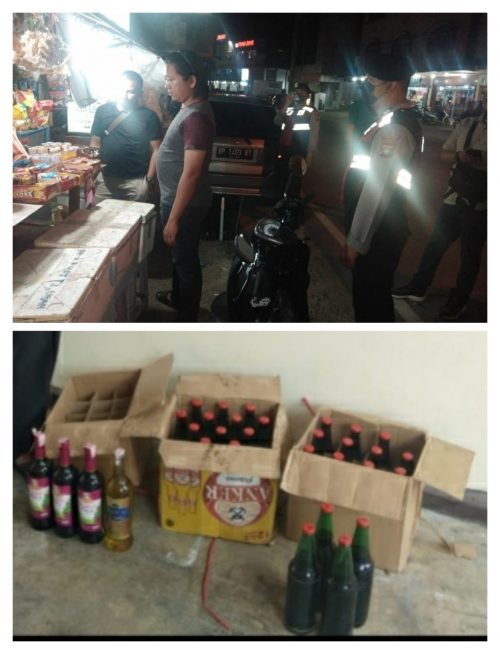 Personel Polres Bintan, berhasil mengamankan beberapa botol minuman keras (Miras) yang tidak memiliki izin